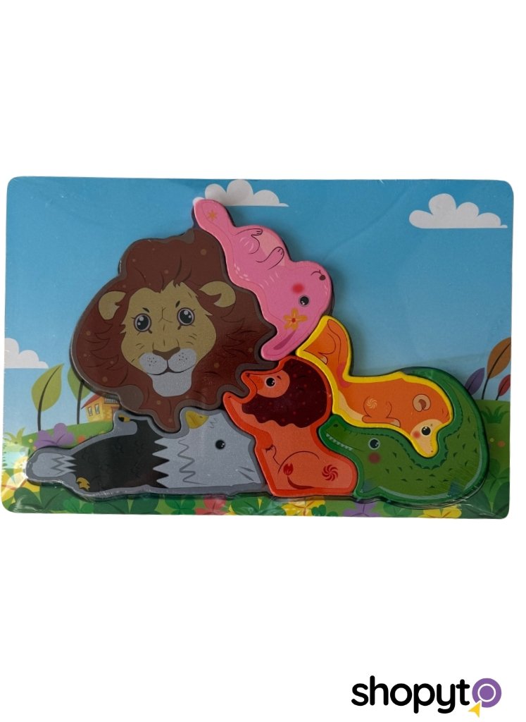 Puzzle d'Éveil en Bois - Thème Animaux de la Jungle & Savane – Image 1